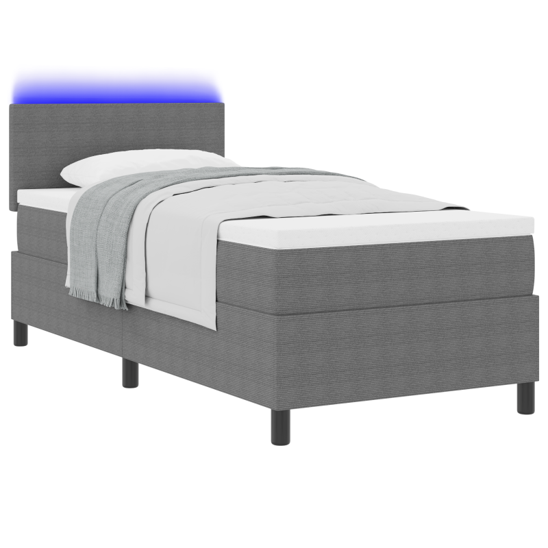 Boxspringbett mit Matratze & LED Licht Grau 80x200 cm Cordstoff