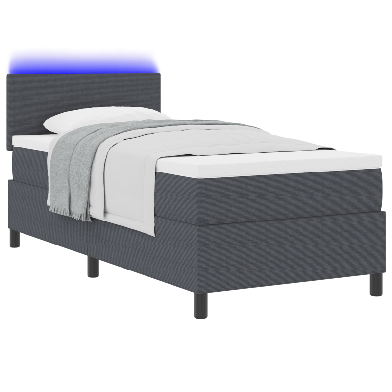 Boxspringbett mit Matratze & LED Dunkelgrau 80x200 cm Cordstoff