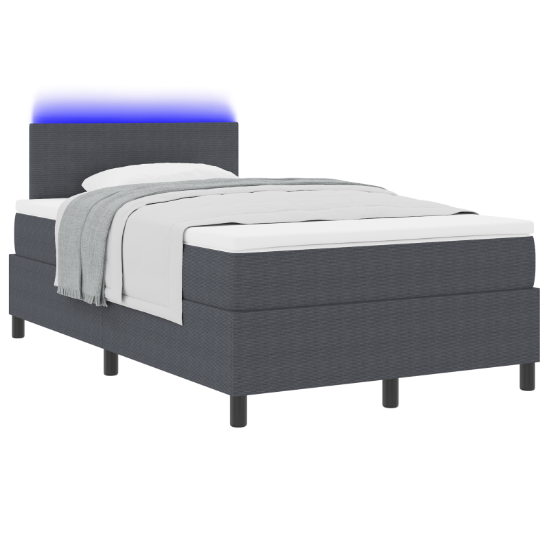Boxspringbett mit Matratze & LED Dunkelgrau 120x200 cm Cordstoff