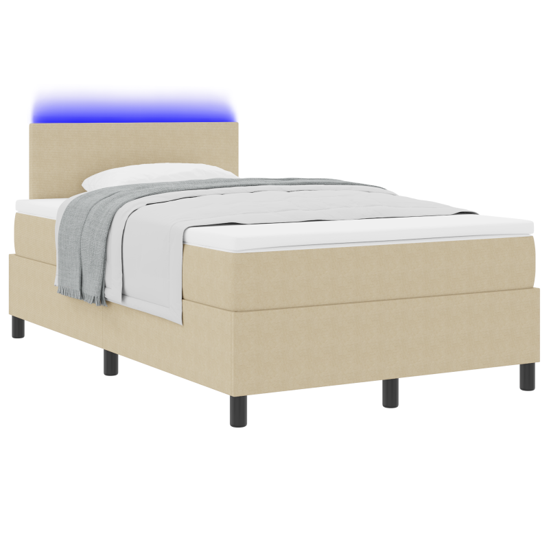 Boxspringbett mit Matratze & LED-Licht Beig Grau 120x200 cm Cordstoff