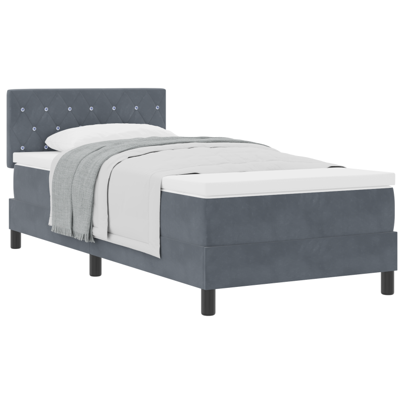 Boxspringbett mit Matratze Dunkelgrau 100x200 cm Velvet