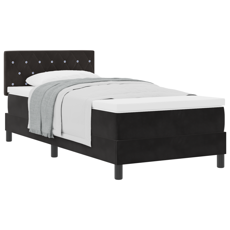 Boxspringbett mit Matratze Schwarz 100x200 cm Samt
