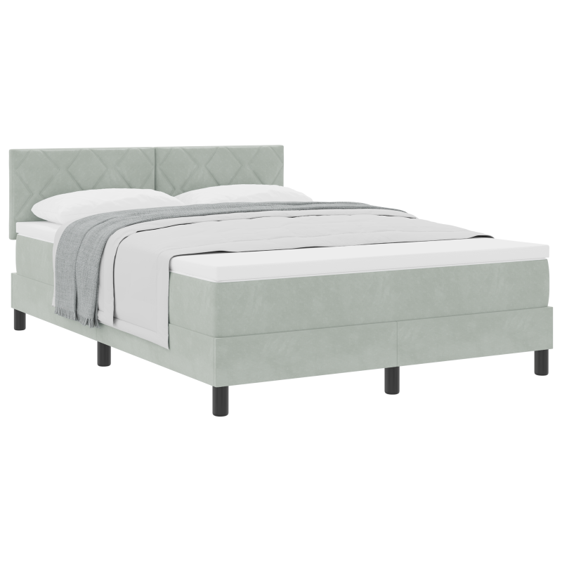 Boxspringbett mit Matratze – Schwarzes Einzelbett aus Kunstleder
