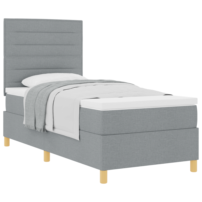 Boxspringbett mit Matratze, hellgrau, 100x200 cm, Stoff