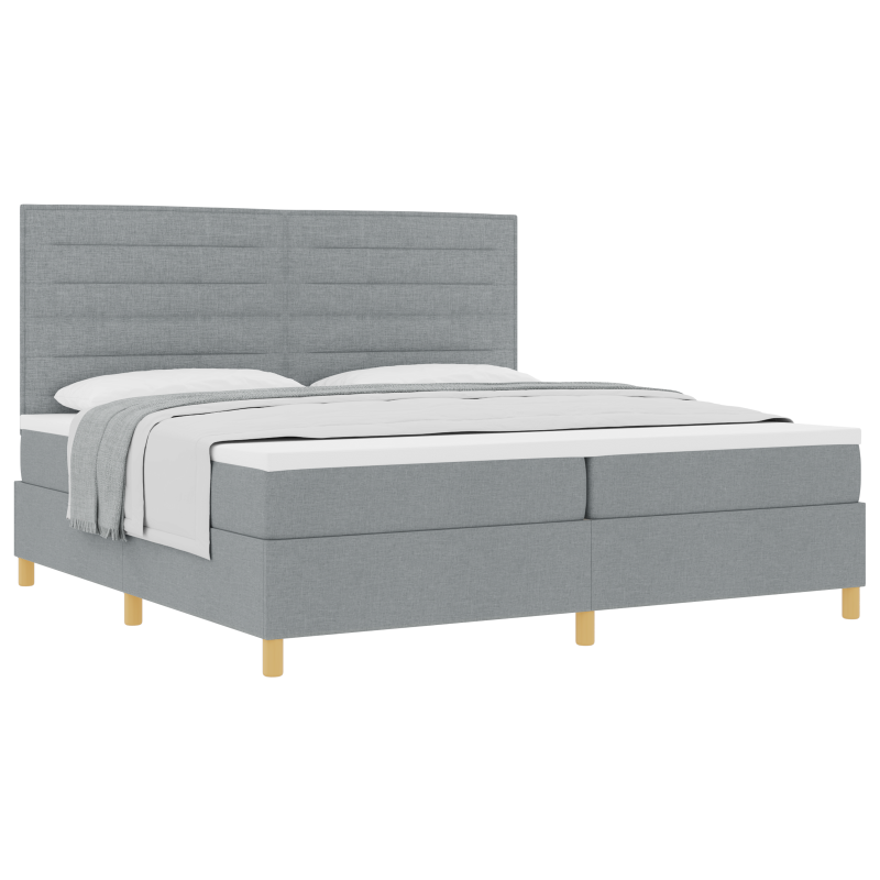 Boxspringbett mit Matratze Hellgrau 200x200 cm Stoff