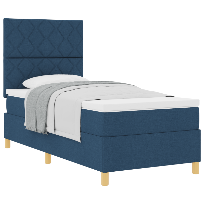Boxspringbett mit Matratze in Dunkelblau, 200x200 cm, aus Samt