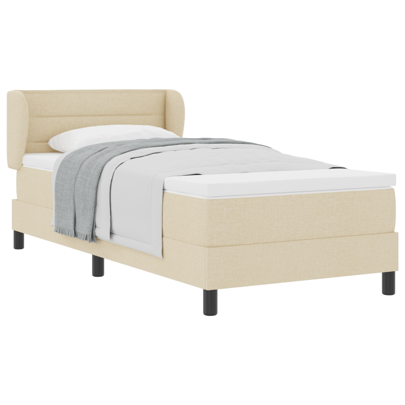 Boxspringbett mit Matratze in Creme - 90x190 cm Stoff