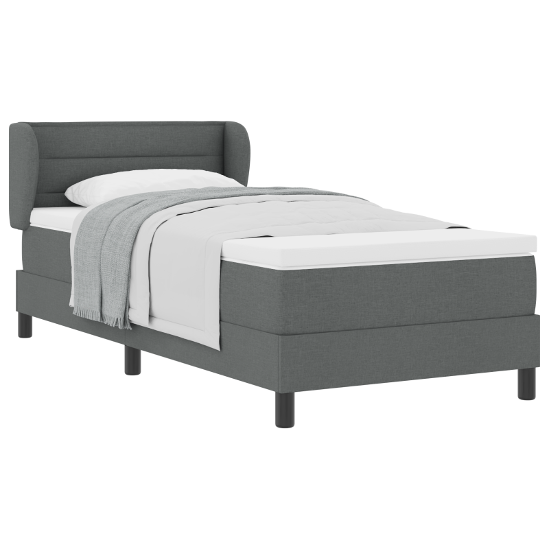 Boxspringbett mit Matratze in Dunkelgrau 90x200 cm aus Stoff