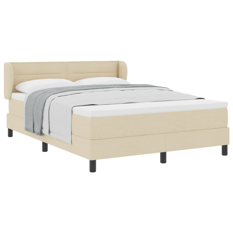 Boxspringbett mit Matratze in Creme 160x200 cm aus Stoff