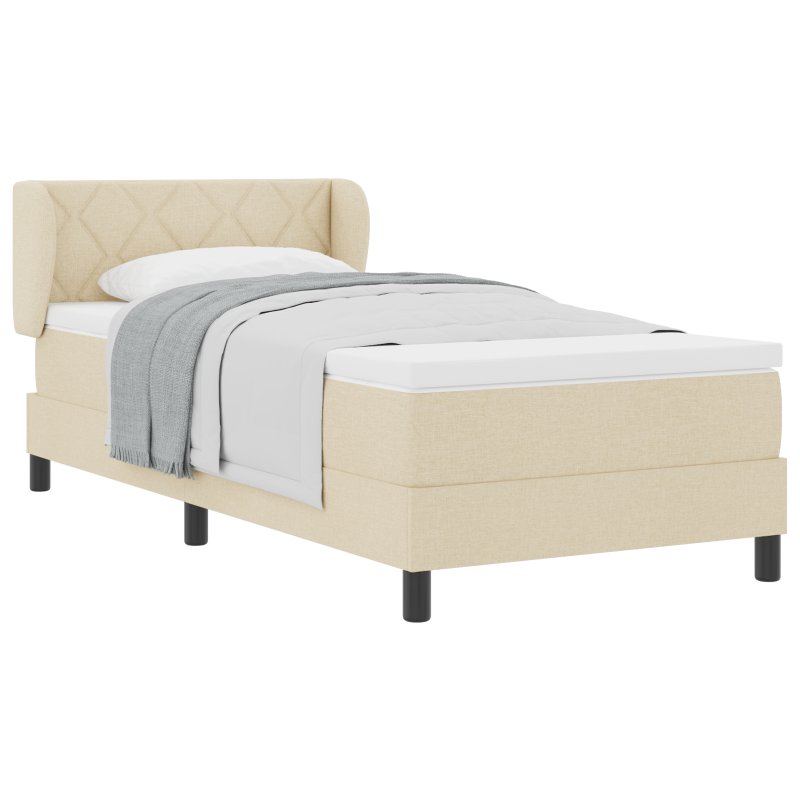 Boxspringbett mit Matratze Creme 90x190 cm Stoff