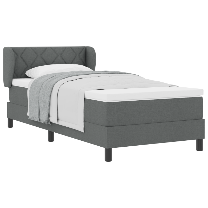 Boxspringbett mit Matratze Dunkelgrau 90x200 cm Stoff
