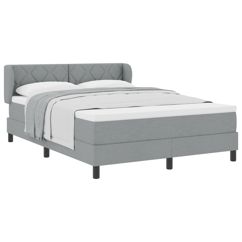 Boxspringbett mit Matratze Hellgrau 140x200 cm Stoff