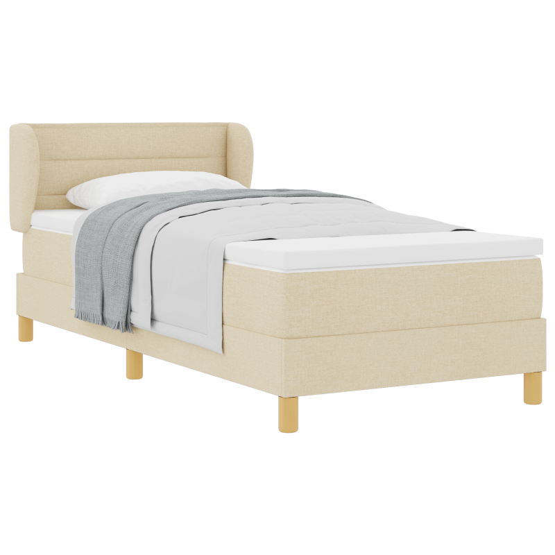 Boxspringbett mit Matratze in Creme - 90x190 cm Stoff