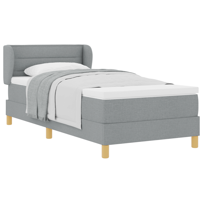 Boxspringbett mit Matratze in Hellgrau, 100x200 cm, Stoff
