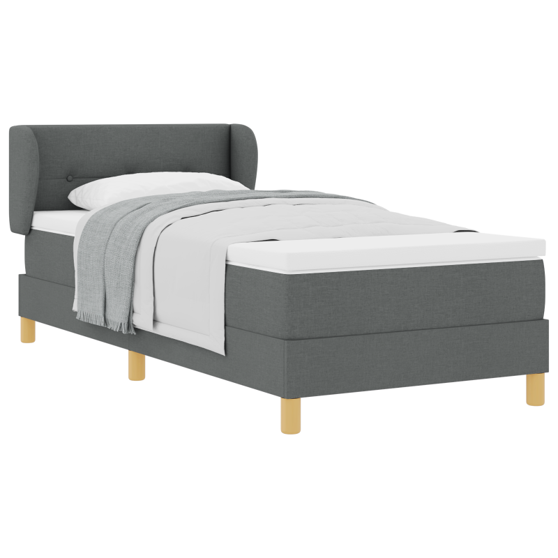 Boxspringbett mit Matratze in Dunkelgrau, 90x190 cm, Stoff