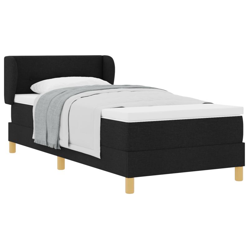 Boxspringbett mit Matratze - Schwarz - 90x200 cm Stoff