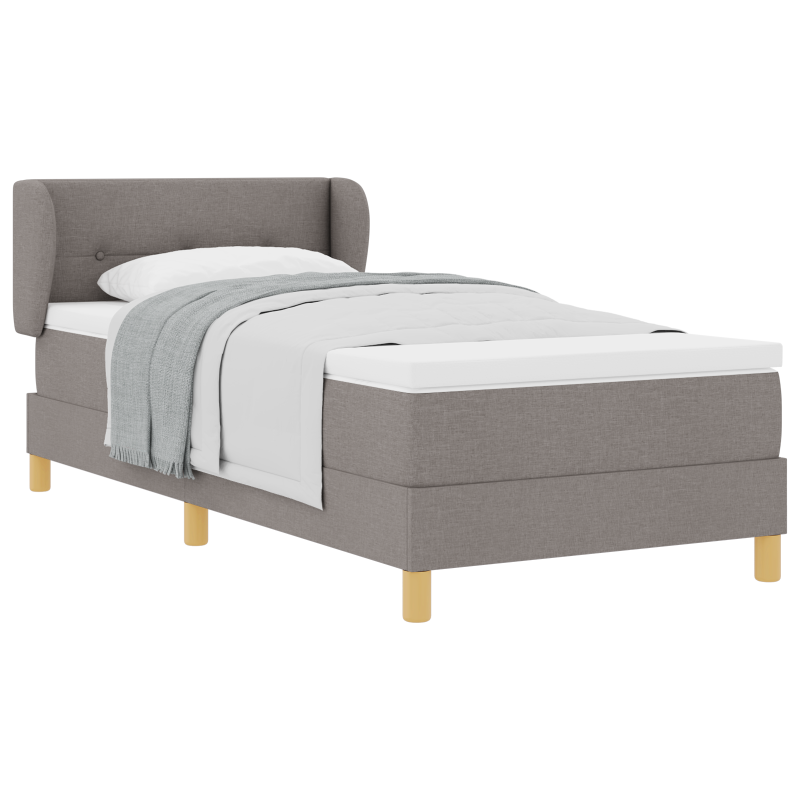 Boxspringbett mit Matratze in Taupe, 90x200 cm, Stoff