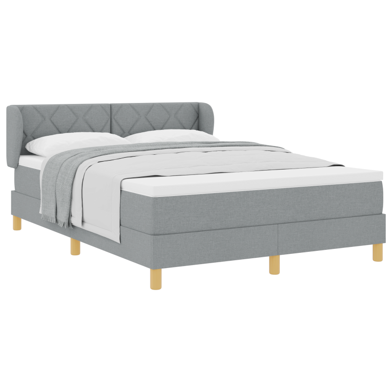 Boxspringbett mit Matratze Hellgrau 140x200 cm Stoff