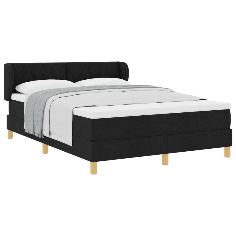 Boxspringbett mit Matratze - Schwarz, 140x200 cm, Stoff