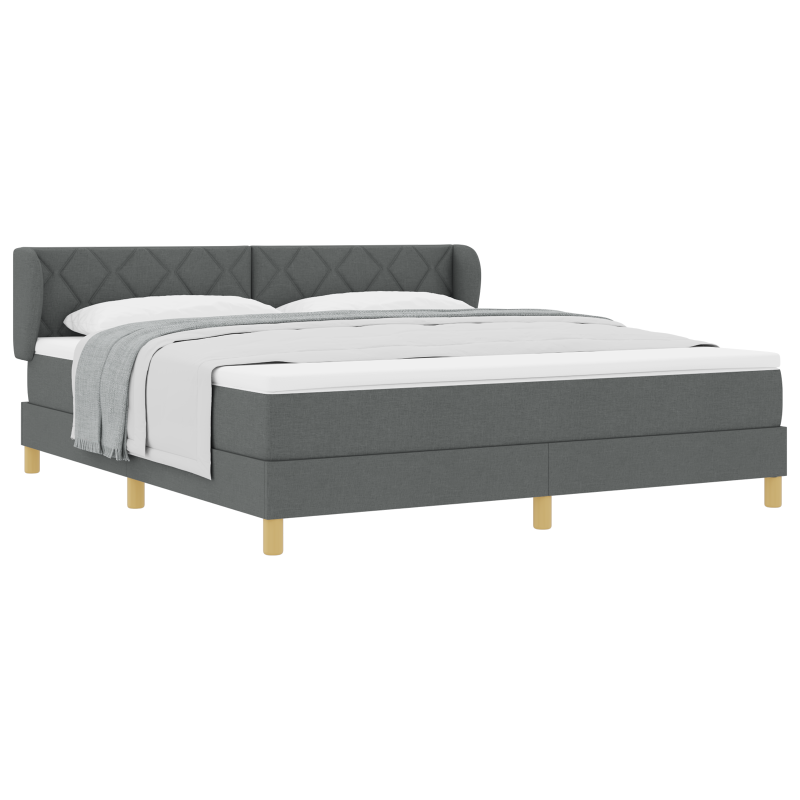 Boxspringbett mit Matratze - Dunkelgrau, 180x200 cm, Stoff