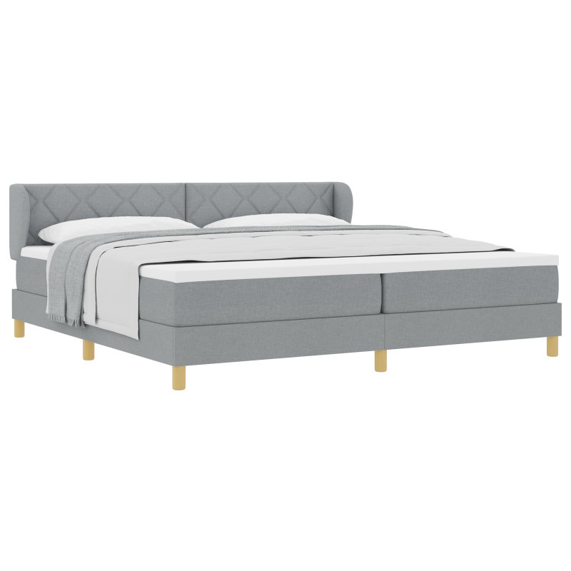 Boxspringbett mit Matratze - Hellgrau - 200x200 cm - Stoff