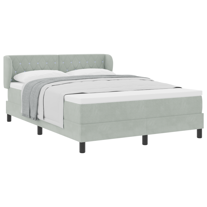 Boxspringbett mit Matratze Hellgrau 160x200 cm Samt