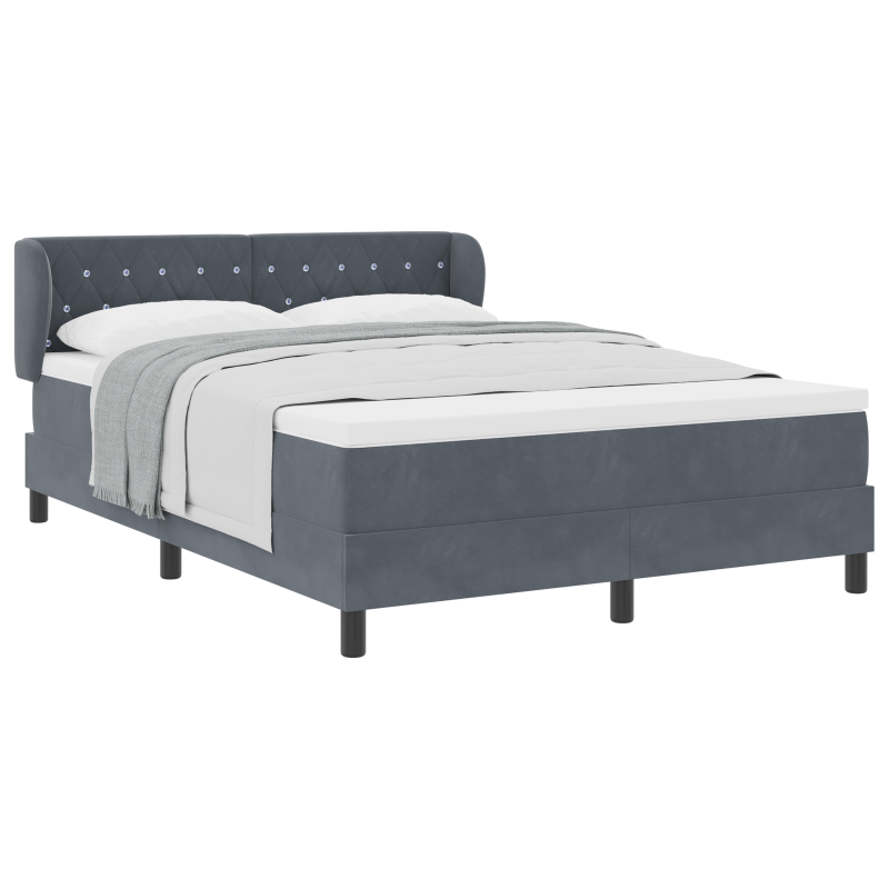 Boxspringbett mit Matratze in Dunkelgrau, 160x200 cm, Samt