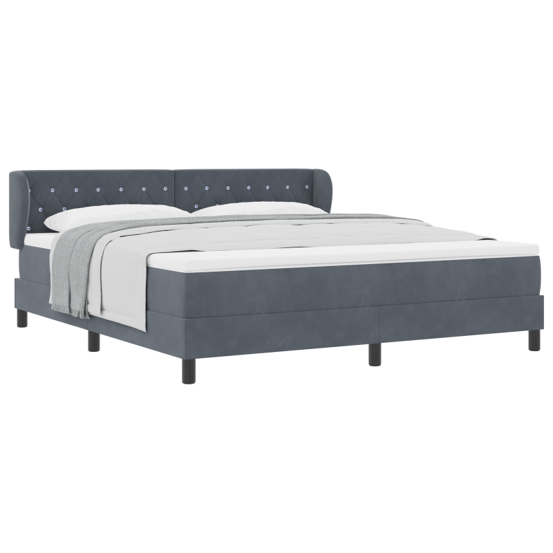 Boxspringbett mit Matratze Dunkelgrau 180x200 cm Samt