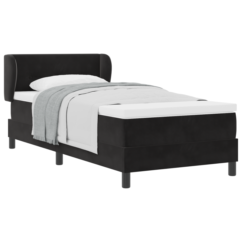 Boxspringbett mit Matratze Schwarz 90x190 cm aus Samt