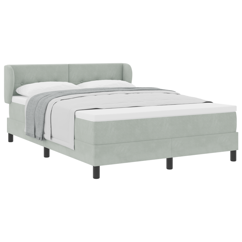 Boxspringbett mit Matratze Hellgrau 140x200 cm Samt
