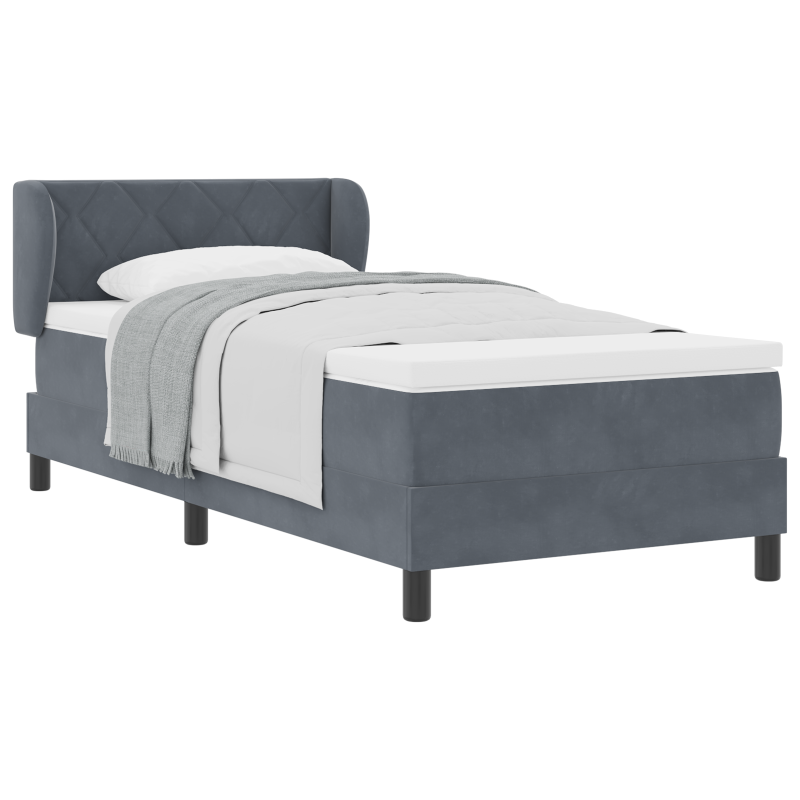 Boxspringbett mit Matratze Dunkelgrau 90x190 cm Samt