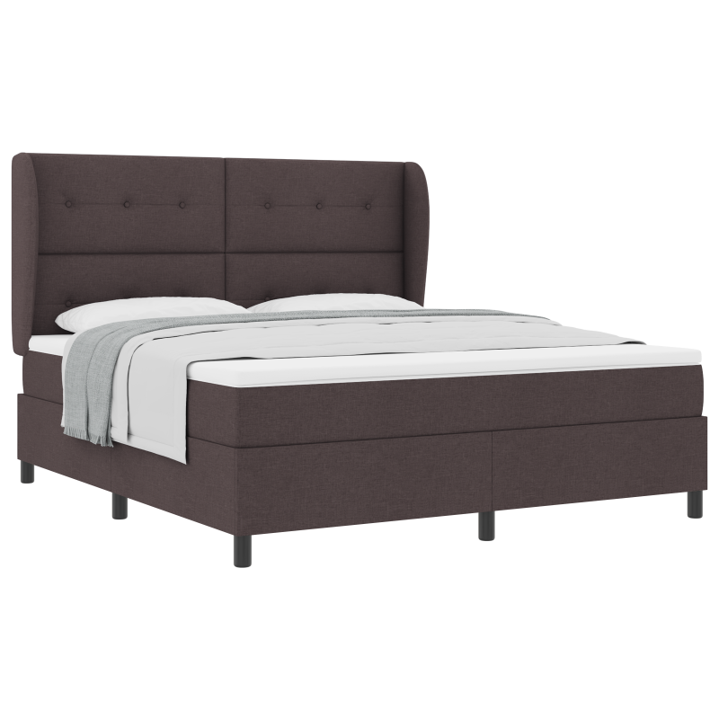 Boxspringbett mit Matratze in Dunkelbraun, 180x200 cm, Stoff