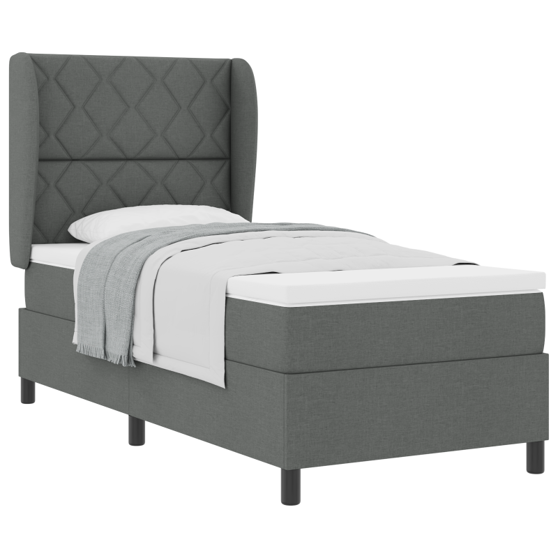 Boxspringbett mit Matratze Dunkelgrau 90x200 cm Stoff