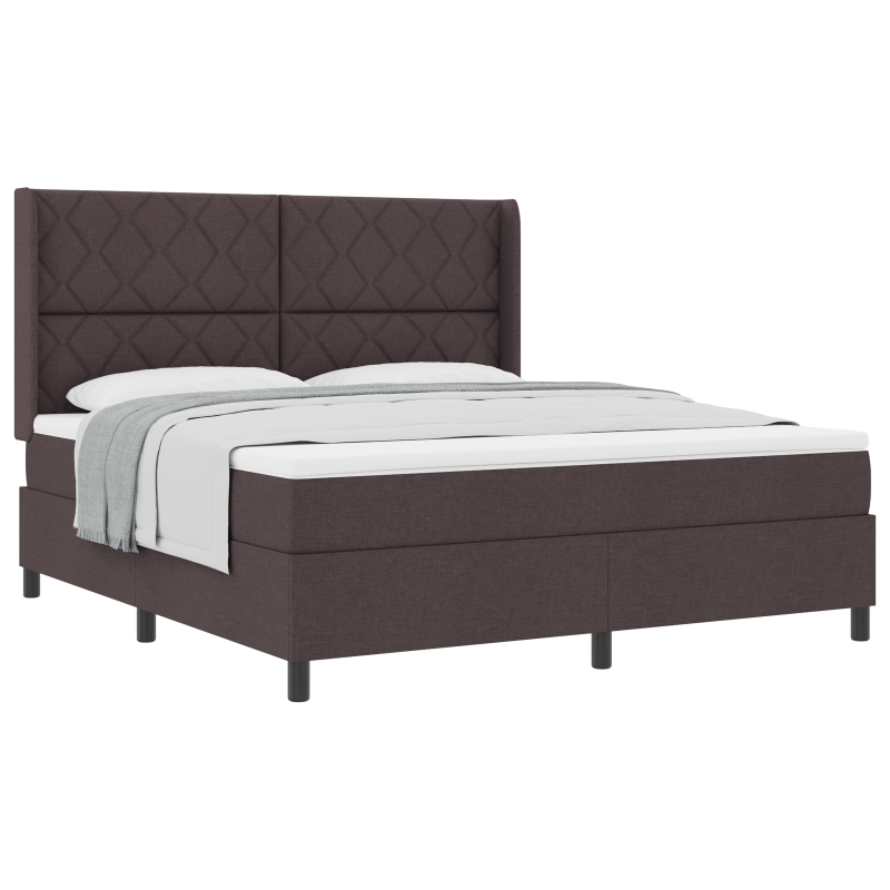 Boxspringbett mit Matratze - Dunkelbraun, 180x200 cm, Stoff