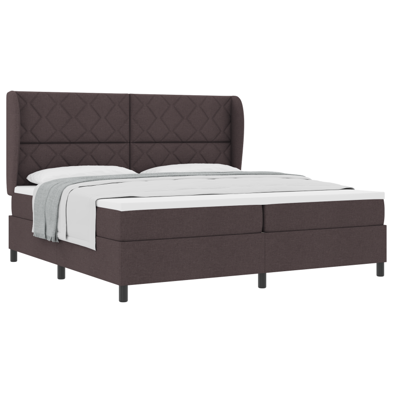 Boxspringbett mit Matratze in Dunkelbraun, 200x200 cm Stoff