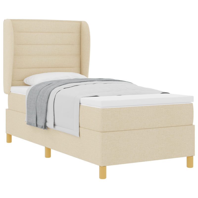 Boxspringbett mit Matratze Creme 90x190 cm Stoff