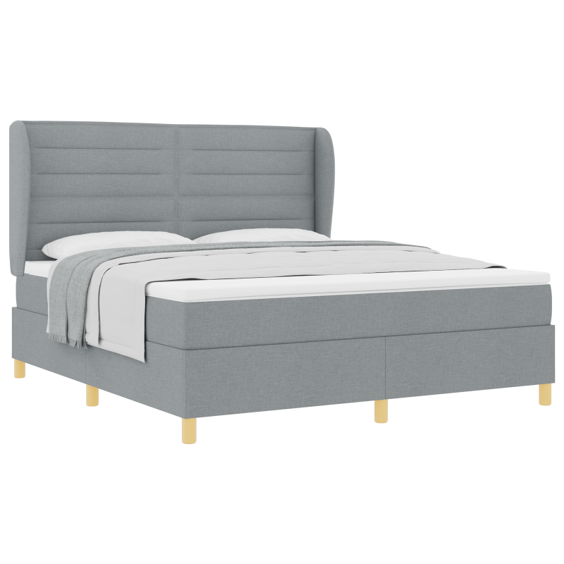 Boxspringbett mit Matratze Hellgrau 180x200 cm Stoff
