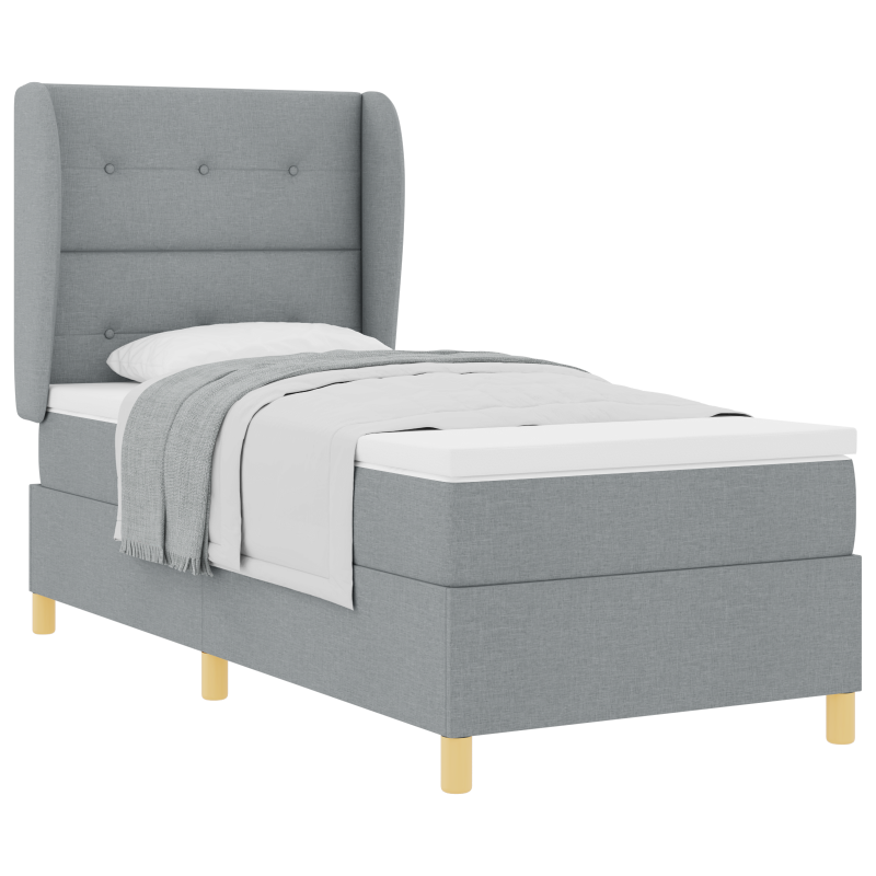 Boxspringbett mit Matratze Hellgrau 100x200 cm Stoff