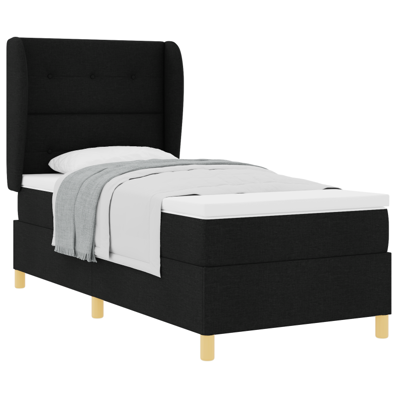 Boxspringbett mit Matratze Schwarz 100x200 cm Stoff