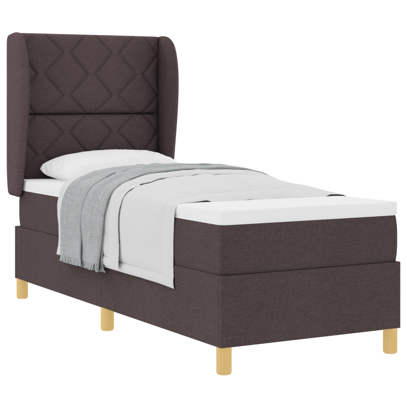 Boxspringbett mit Matratze Dunkelbraun 80x200 cm Stoff