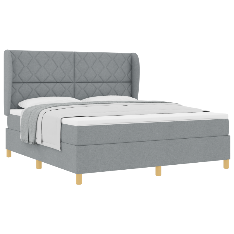 Boxspringbett mit Matratze Hellgrau 180x200 cm Stoff