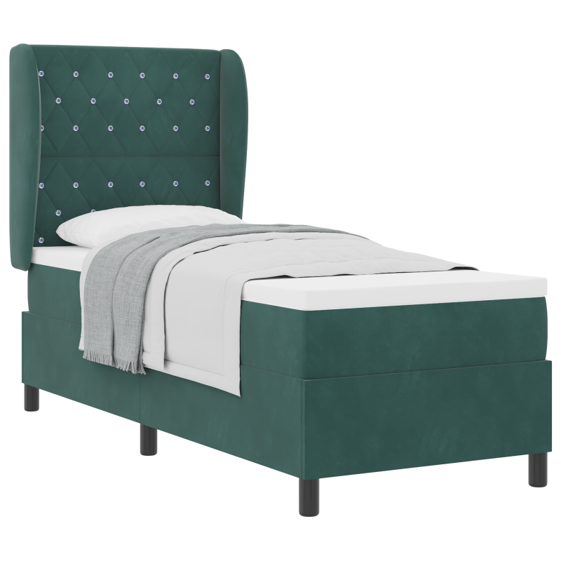 Boxspringbett mit Matratze Dunkelgrün 80x200 cm Samt