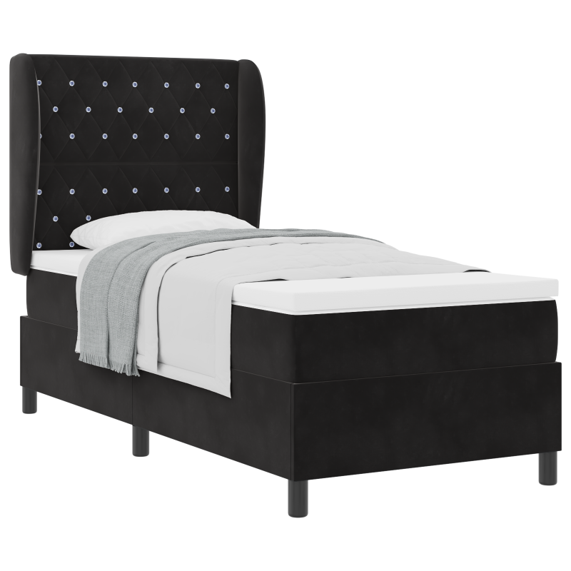 Boxspringbett mit Matratze Schwarz 90x200 cm Samt