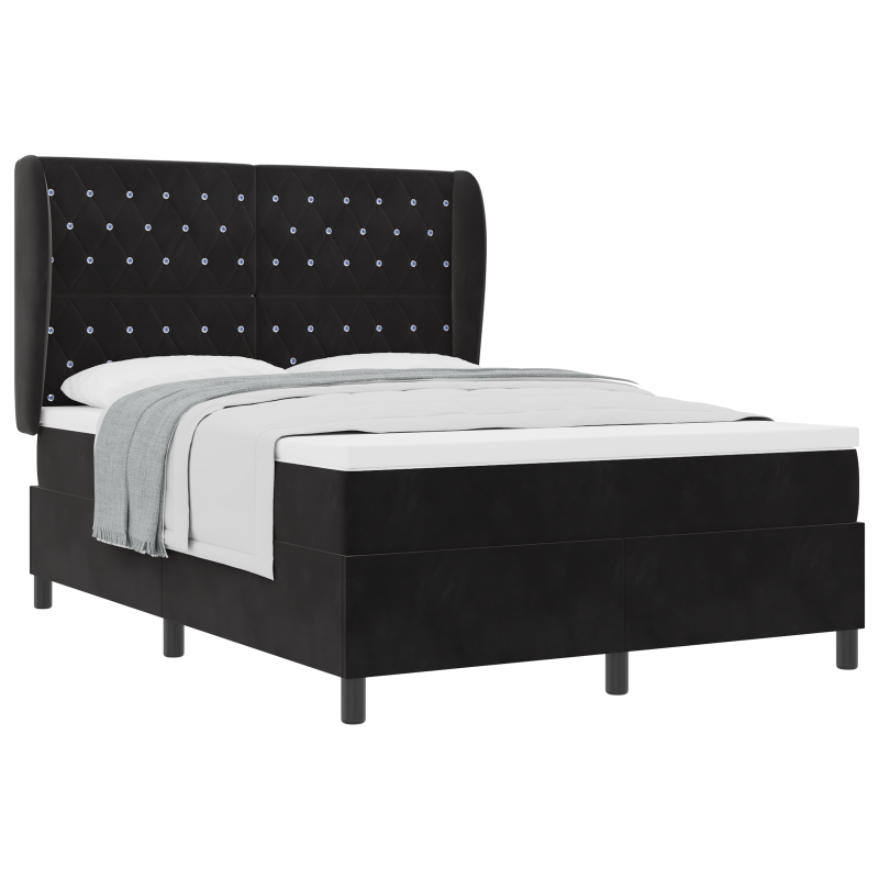 Boxspringbett mit Matratze Schwarz 160x200 cm Samt