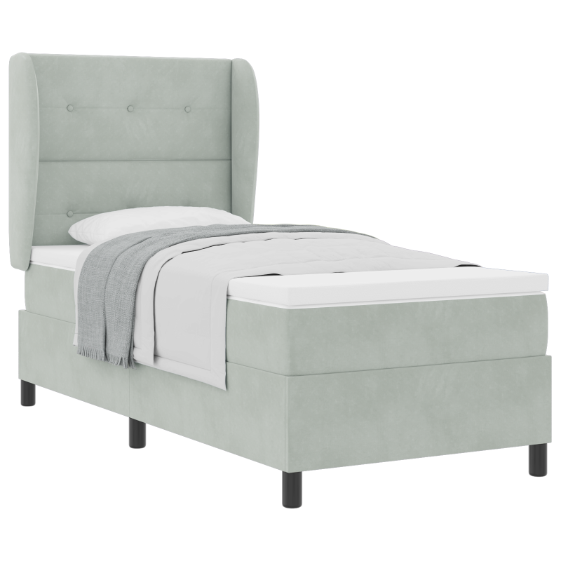 Boxspringbett mit Matratze Hellgrau 80x200 cm Samt