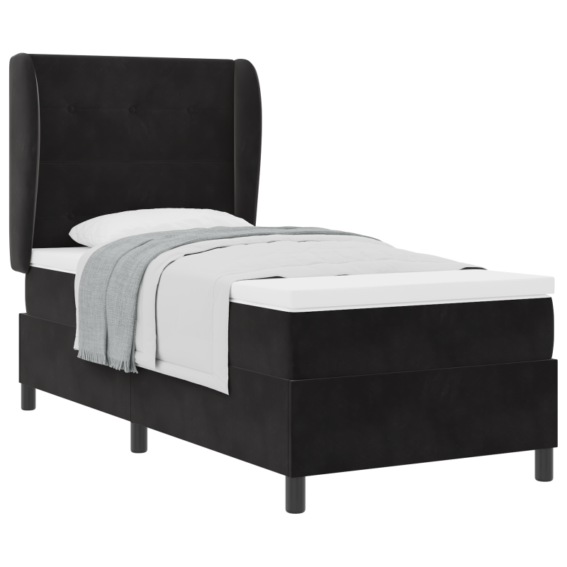 Boxspringbett mit Matratze Schwarz 80x200 cm Samt