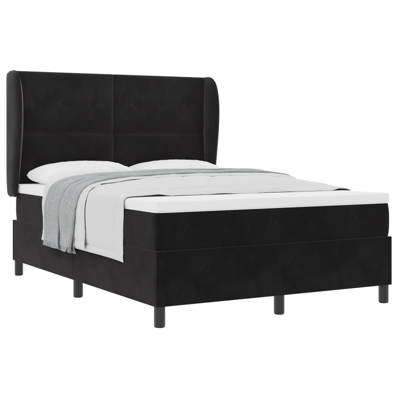 Boxspringbett mit Matratze Schwarz 160x200 cm Samt