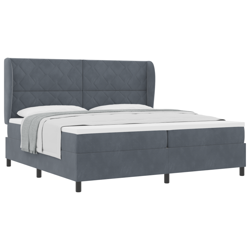 Boxspringbett mit Matratze Dunkelgrau 200x200 cm Samt