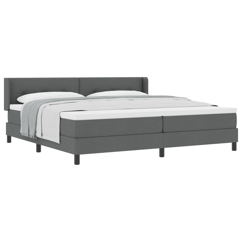 Dunkelgraues Boxspringbett mit Matratze 200x200 cm Stoff