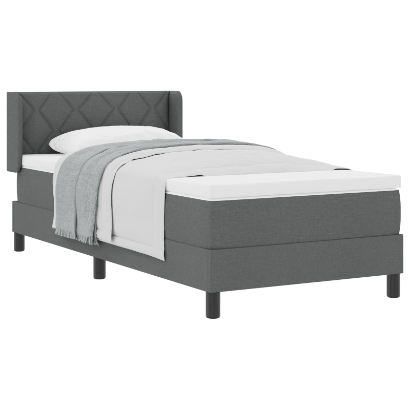 Boxspringbett mit Matratze Dunkelgrau 90x200 cm Stoff